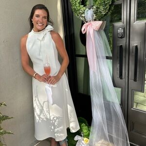 KAREN MILLEN BOW TIE NECK FULL SKIRTED MIDI